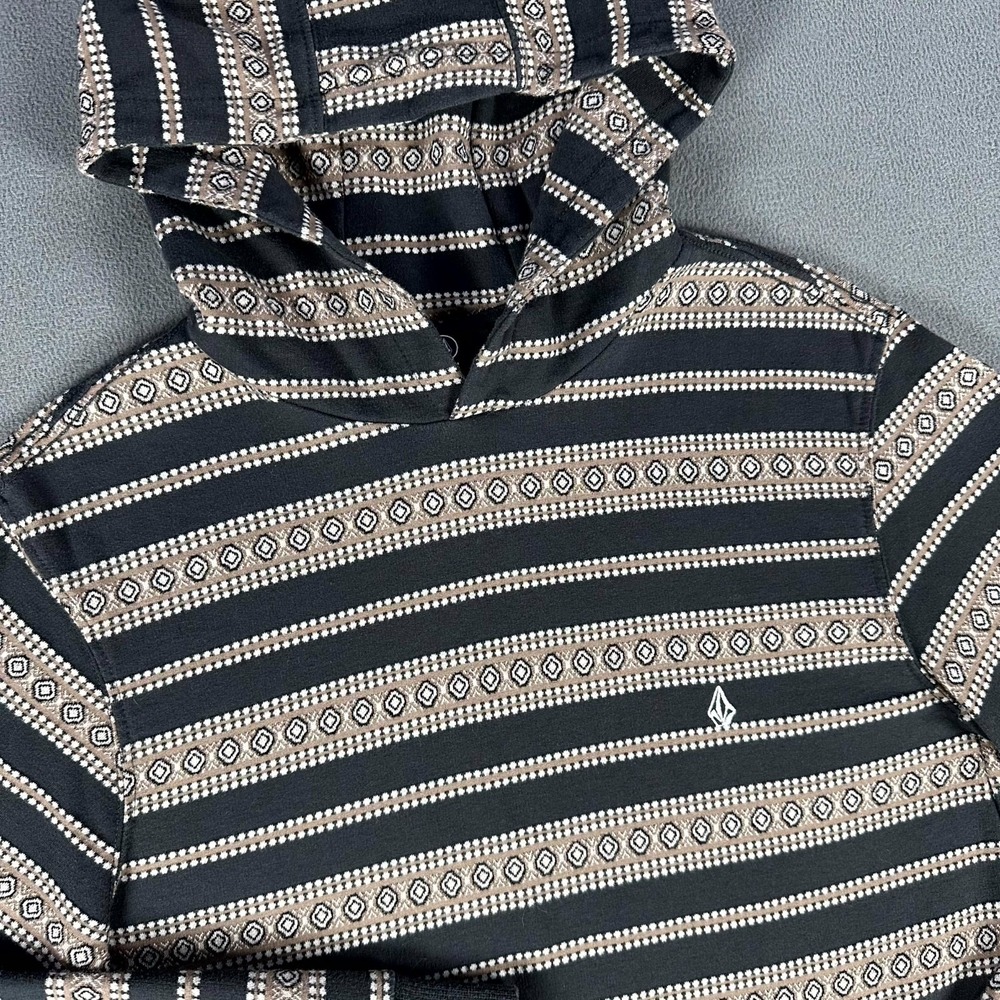 Volcom Hoodie Small Grey Beige Trippy Rave Festival Party‎ Aztec Skate Surf Moto